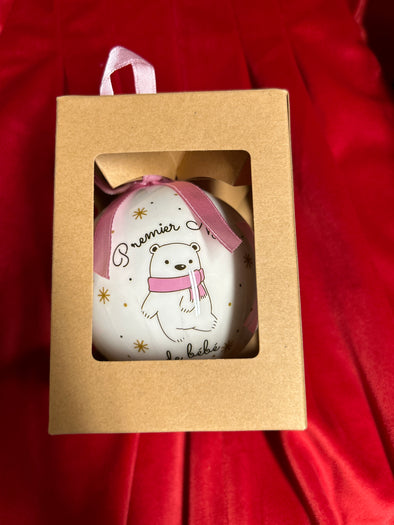Ornements boule Premier Noel rose