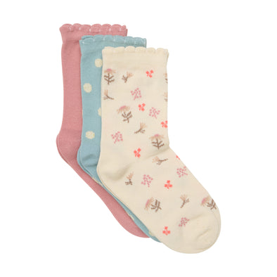 Minymo - Bas 3 paires fleurs