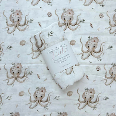 Création Jade - Mousseline bambou & coton - Pénéloppe la pieuvre