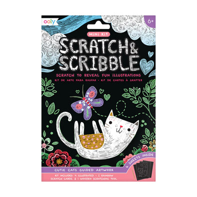 Ooly - Mini kit d'art à gratter Cutie Cats Scratch and Scribble