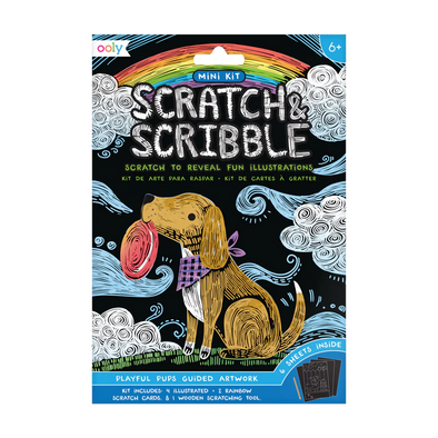 Ooly - Mini kit d'art à gratter Playful Pups Scratch and Scribble