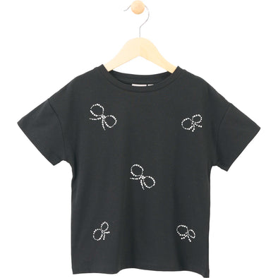 MID - T-shirt noir boucles