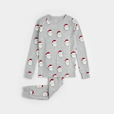 Petit Lem - Ensemble pyjama gris chiné à imprimé «Père Noël»