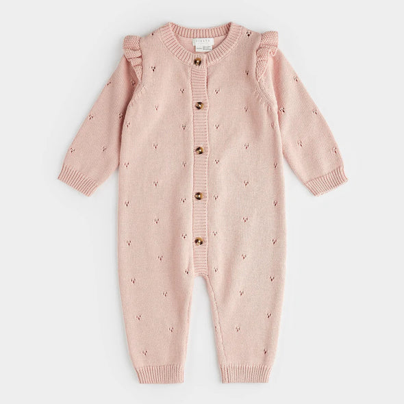 Petit Lem - Ensemble en tricot pointelle rose pivoine