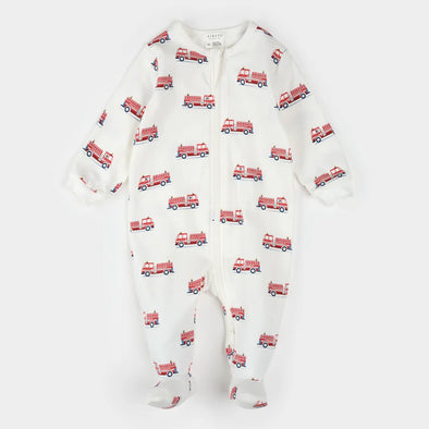 Petit Lem - Pyjamas blanc cassé camion de pompiers