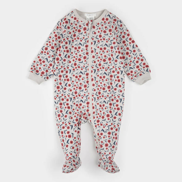 Petit Lem - Pyjamas beige floral coquelicots