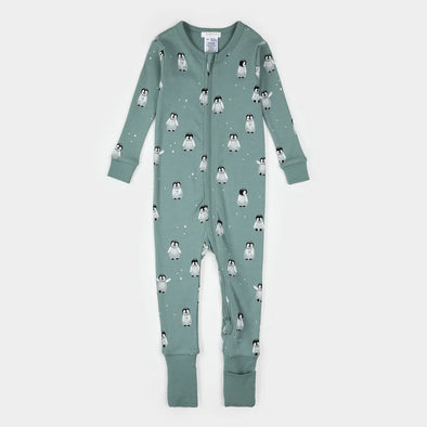 Petit Lem - Dormeuse convertible sarcelle à imprimé bébé pingouin