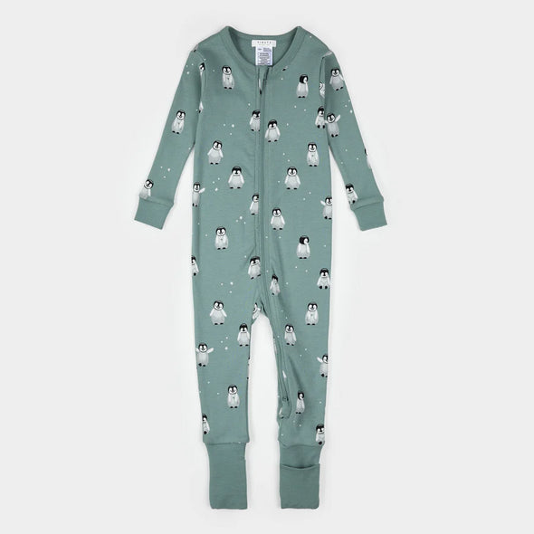 Petit Lem - Dormeuse convertible sarcelle à imprimé bébé pingouin
