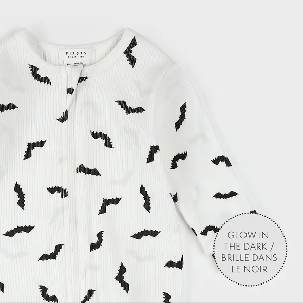 Petit Lem - Pyjamas blanc cassé chauve-souris phosphorescent
