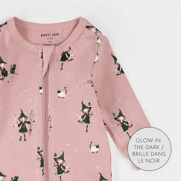 Petit Lem - Pyjamas rose sorcière phosphorescent