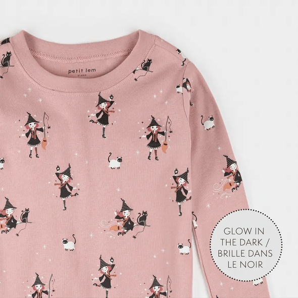Petit Lem - Pyjamas 2 pc rose de sorcière phosphorescent