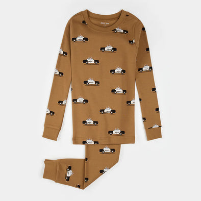 Petit Lem - Ensemble pyjama ambre à imprimé voiture de police