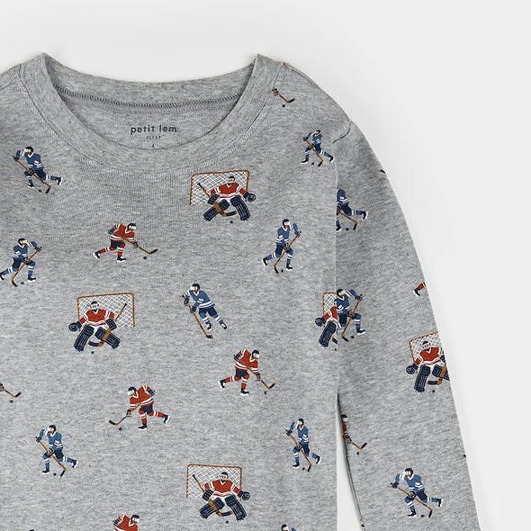Petit Lem - Pyjamas 2 pc gris joueurs de hockey