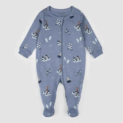 Petit Lem - Dormeuse bleue à imprimé accessoires d’hiver
