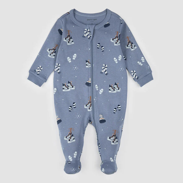 Petit Lem - Dormeuse bleue à imprimé accessoires d’hiver