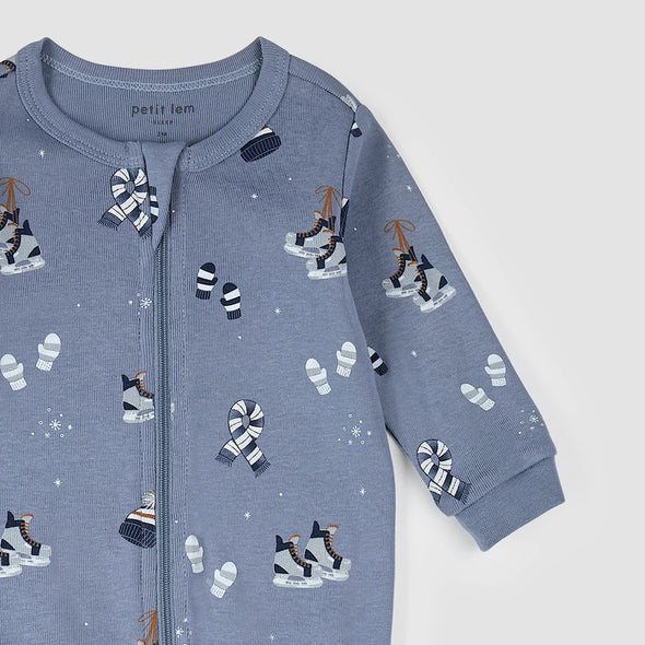 Petit Lem - Dormeuse bleue à imprimé accessoires d’hiver