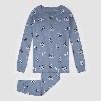 Petit Lem - Ensemble pyjama bébé bleu à imprimé accessoires d’hiver