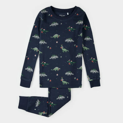 Petit Lem - Ensemble pyjama marine imprimé dinosaure des fêtes