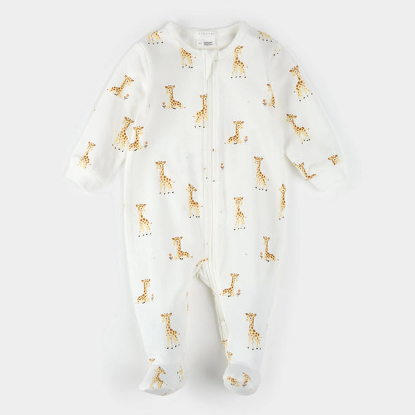 Petit Lem - Pyjamas blanc imprimé de girafes