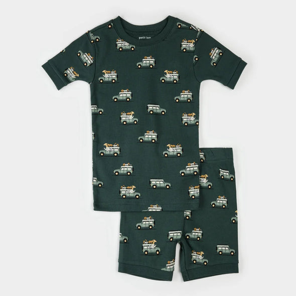 Petit Lem - Pyjama été vert à imprimé VUS safari