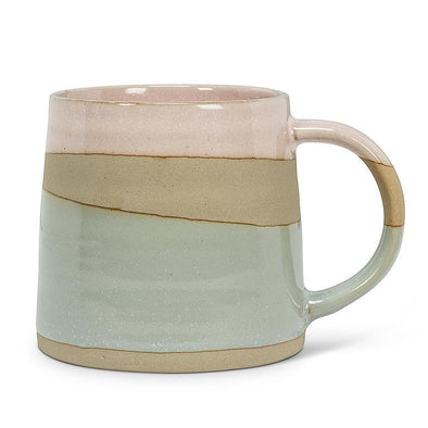 Tasse poterie rose et turq.