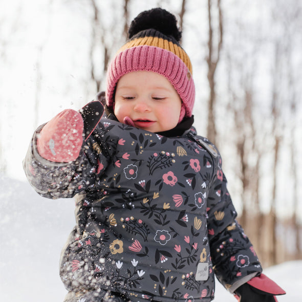 Perlimpinpin - Tuque d'hiver avec pompon et cordon - noir/toffee/punch