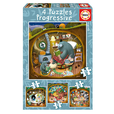 Educa - 4 Casse-têtes progressifs - Contes de la forêt
