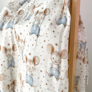 Création Jade - Mousseline bambou & coton - Gus Gus la souris