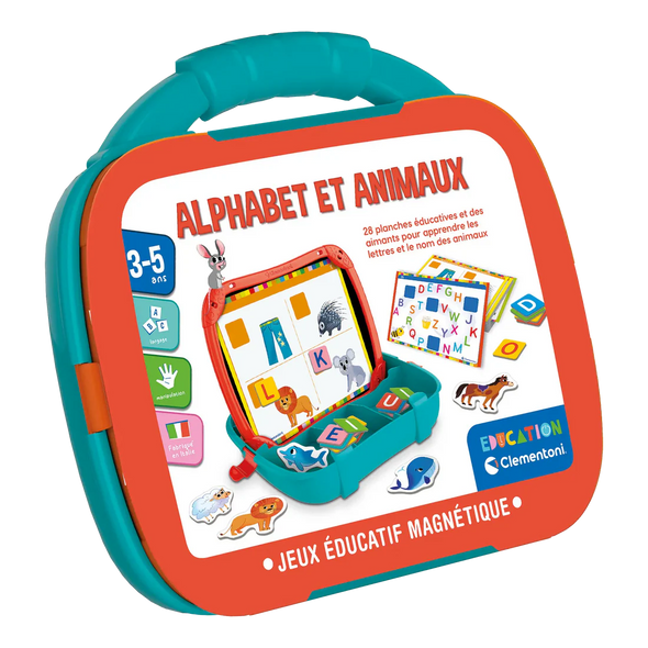 Clementoni - ÉTUI MAGNÉTIQUE - LETTRES ET ANIMAUX
