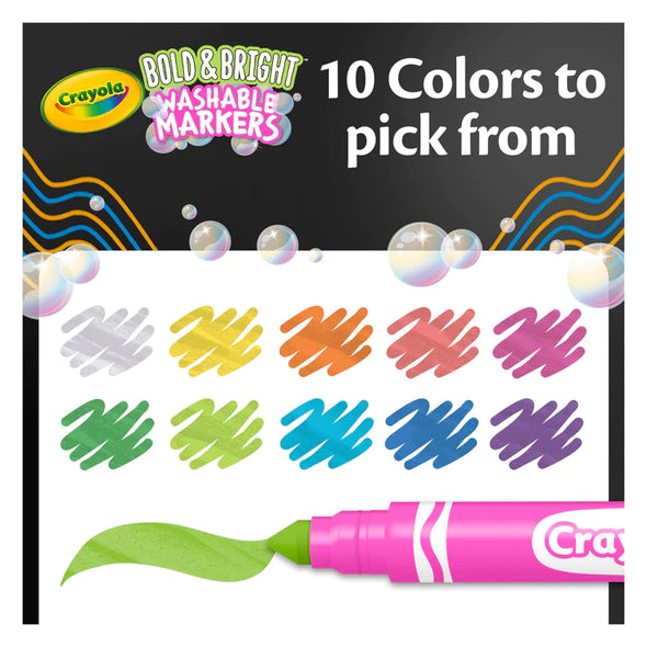 Crayola - Marqueurs à lignes larges audacieuses et lumineuses Crayola, 10 pièces