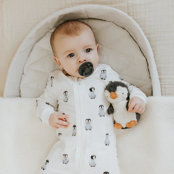 Petit Lem - Dormeuse blanc cassé à imprimé bébé pingouin