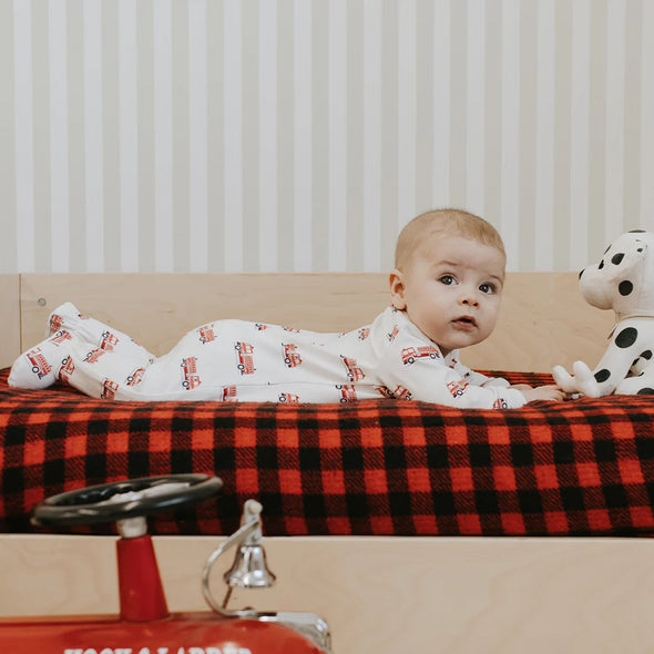 Petit Lem - Pyjamas blanc cassé camion de pompiers