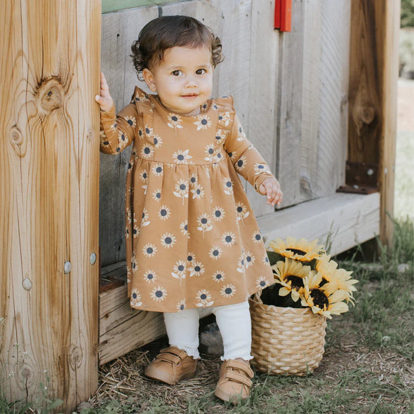 Petit Lem - Ensemble de robe ambrée à imprimé de tournesols