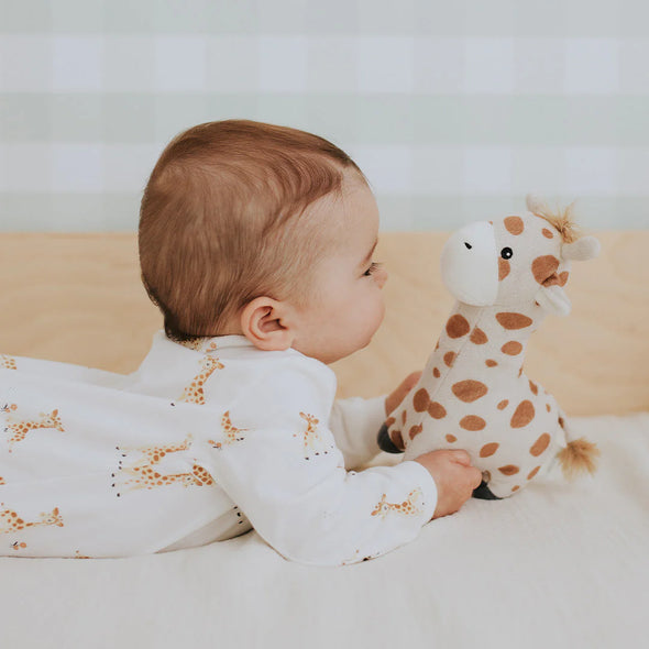 Petit Lem - Pyjamas blanc imprimé de girafes