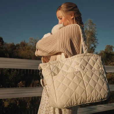 Dans le sac - Sac à couches en coton biologique - Collection rayée Jaune