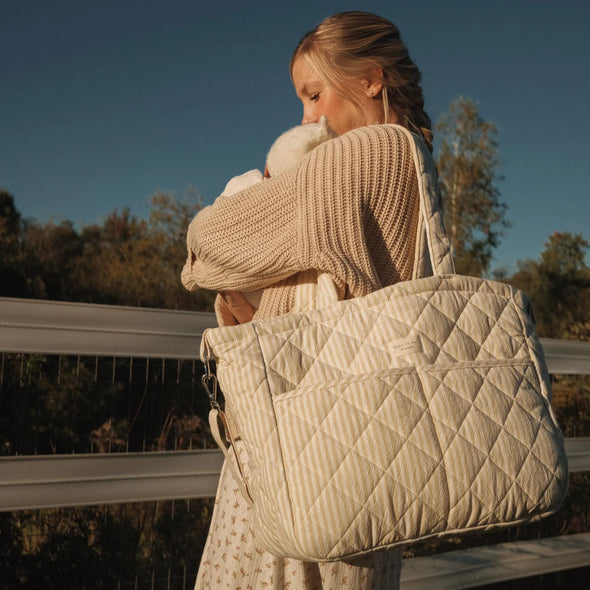 Dans le sac - Sac à couches en coton biologique - Collection rayée Jaune