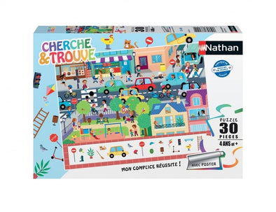 Nathan - Puzzle 30 pièces - En ville (Cherche et trouve)