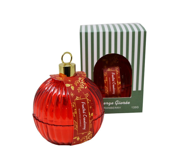 CHANDELLE BOULE DE NOEL ROUGE CANNEBERGE