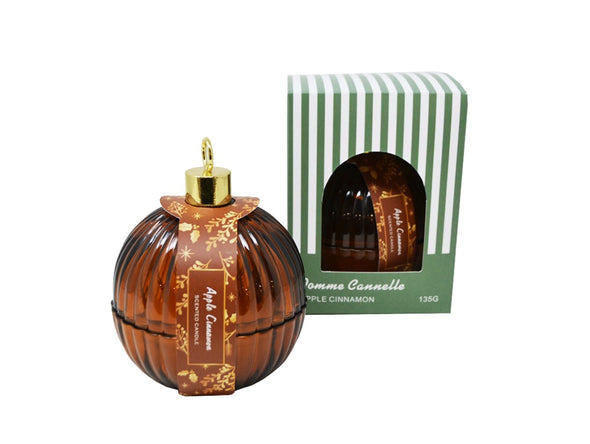 CHANDELLE BOULE DE NOEL AMBRE POMME-CANNELLE
