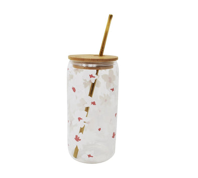 VERRE COUVERCLE/PAILLE MARGUERITES