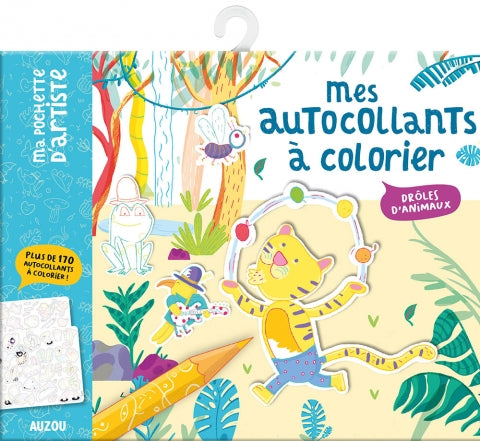 Auzou - MES AUTOCOLLANTS À COLORIER - DRÔLES D'ANIMAUX