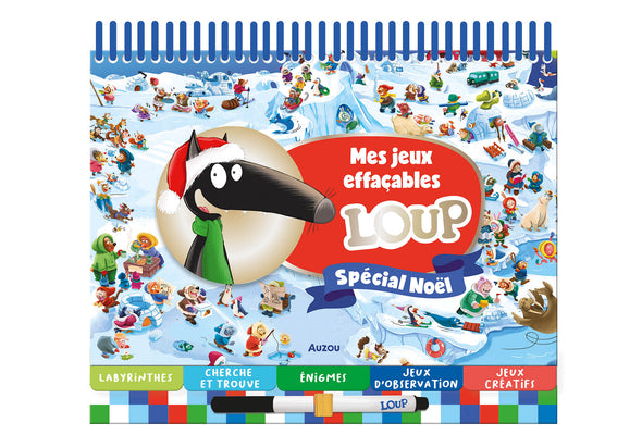 Auzou - Mes jeux effaçables Loup - spécial Noël