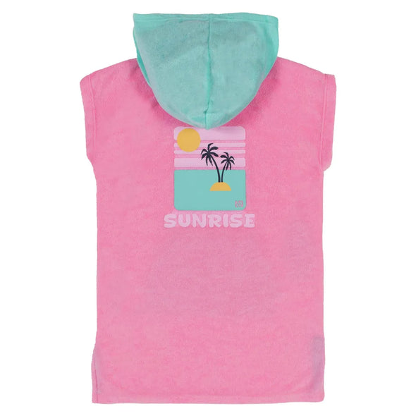 Nano - Poncho de plage rose capuchon turq