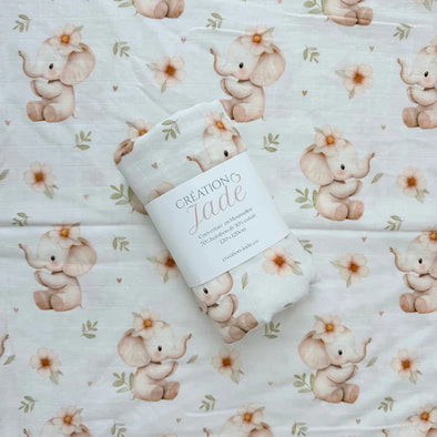 Création Jade - Mousseline bambou & coton - Emma l'éléphant