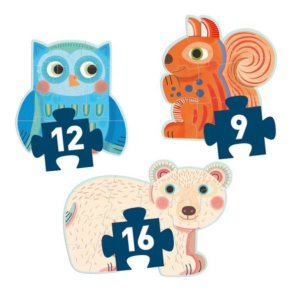 Djeco - Primo puzzle / Dans la forêt / 9,12,16 pcs