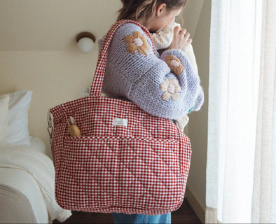 Dans le sac - Sac à couches en coton biologique - Collection Vichy Rouge