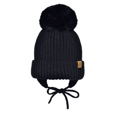 Perlimpinpin - Tuque d'hiver avec pompon et cordon - Noir