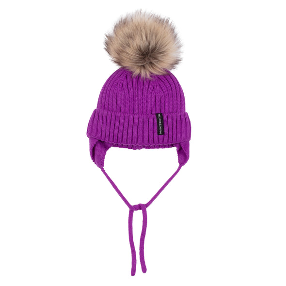 Peluche & Tartine - Tuque en tricot avec oreille Justine Mauve