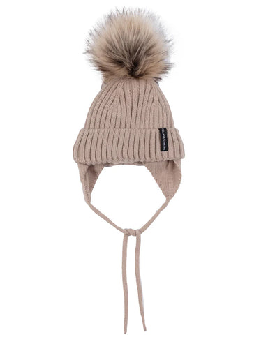 Peluche & Tartine - Tuque en tricot avec oreille beige Maxence