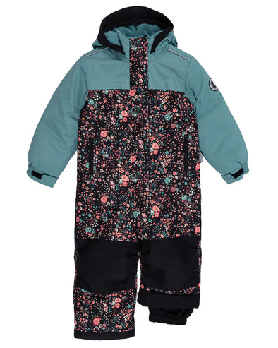 Peluche & Tartine - Habit de Neige une-pièce Christina fleurs turquoise